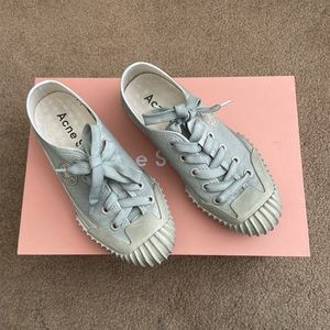 acne studios grey canvas logo patch sneakers